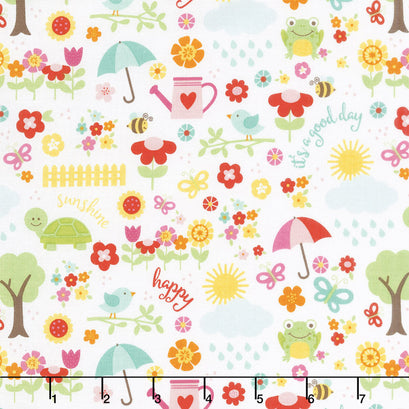 Bloom Where You're Planted - April Showers White Yardage