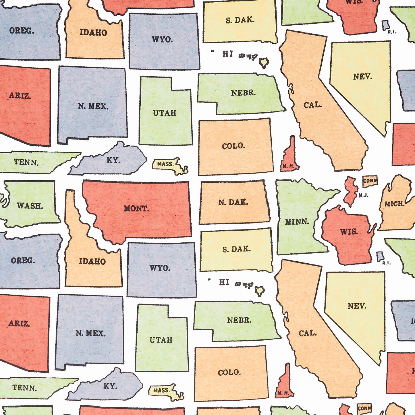 Old School - USA States OffWhite Yardage Primary Image