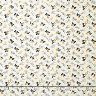 Cheddar and Indigo - Petals Cream Yardage