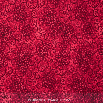 Wilmington Essentials - Ruby Days Leafy Scroll Bright Red Yardage