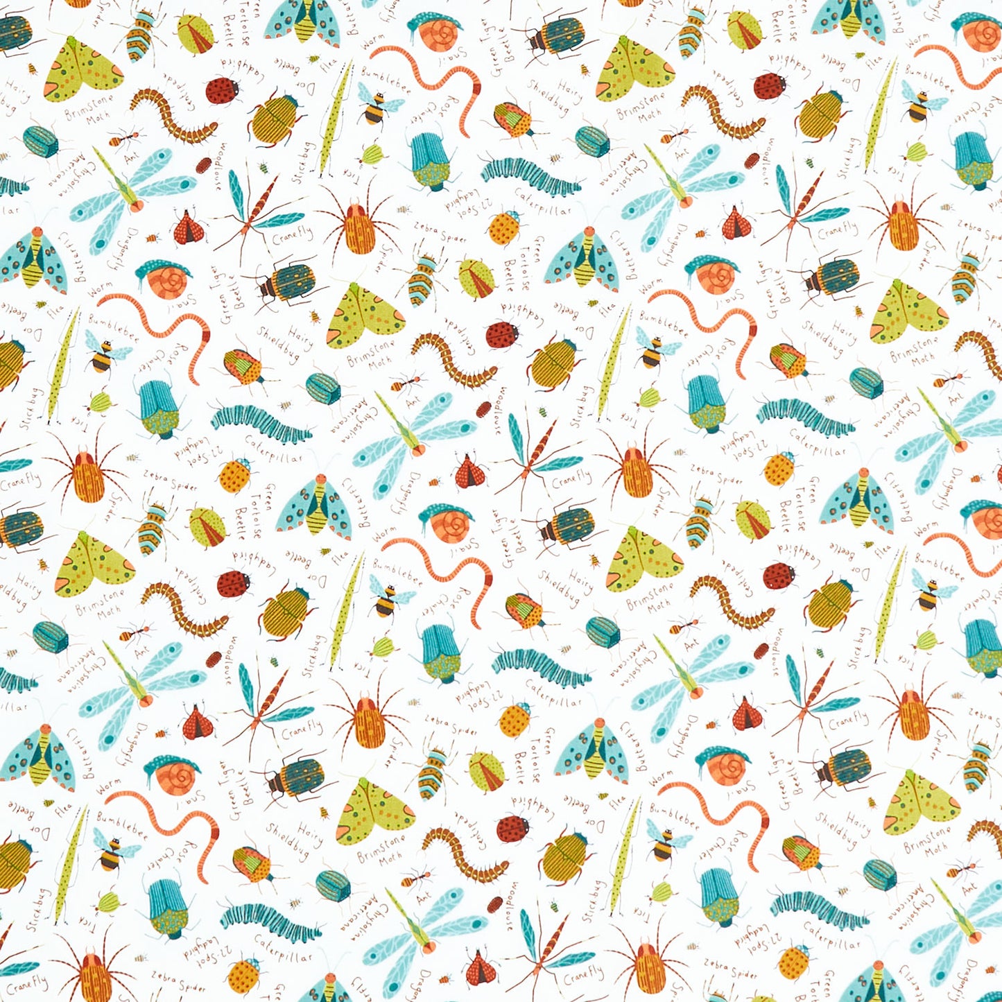 Backyard Bug Collector - Large Tossed Bugs Cream Multi Yardage Primary Image