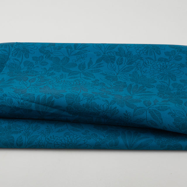 Pen and Ink - Floral Teal 118" Wide 3 Yard Cut