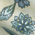 Calista - Teal Flowers Natural Pearlized Yardage