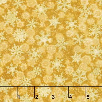 Winter's Grandeur 6 - Holiday Small Flakes Gold Metallic Yardage