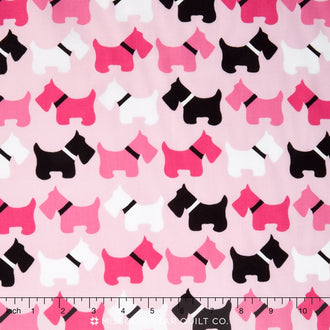 Urban Zoologie - Garden Scotty Dog Pink Yardage