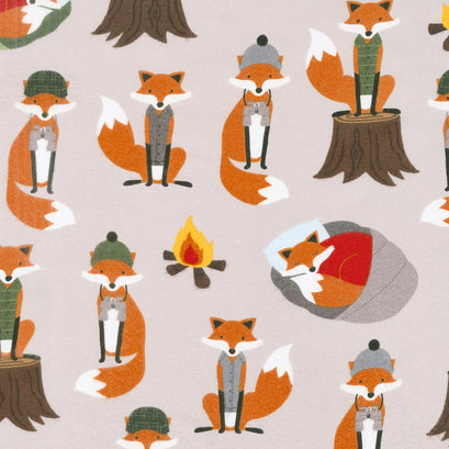 Campsite Critters Flannel - Foxes Nature Yardage