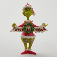 Jim Shore Dr. Seuss Grinch Holding Banner Ornament Primary Image