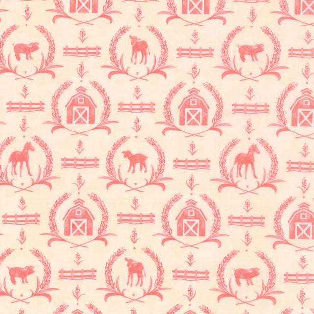 Willow's Farm - Farm Yard Damask Blush Yardage Primary Image