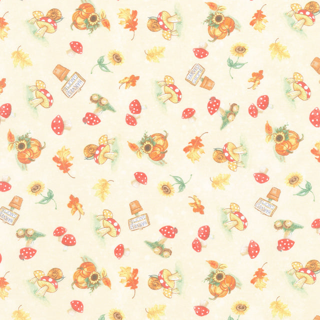 Gnome-kin Patch - Mushroom Toss Cream Yardage Primary Image