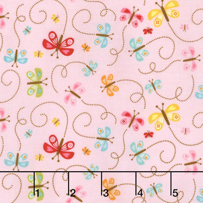 Happy Day - Happy Butterflies Pink Yardage