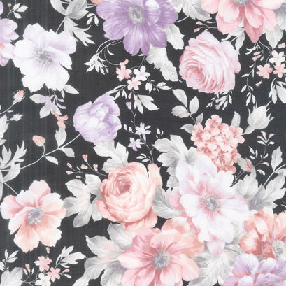 Woodside Blossom - Flowers Charcoal Yardage