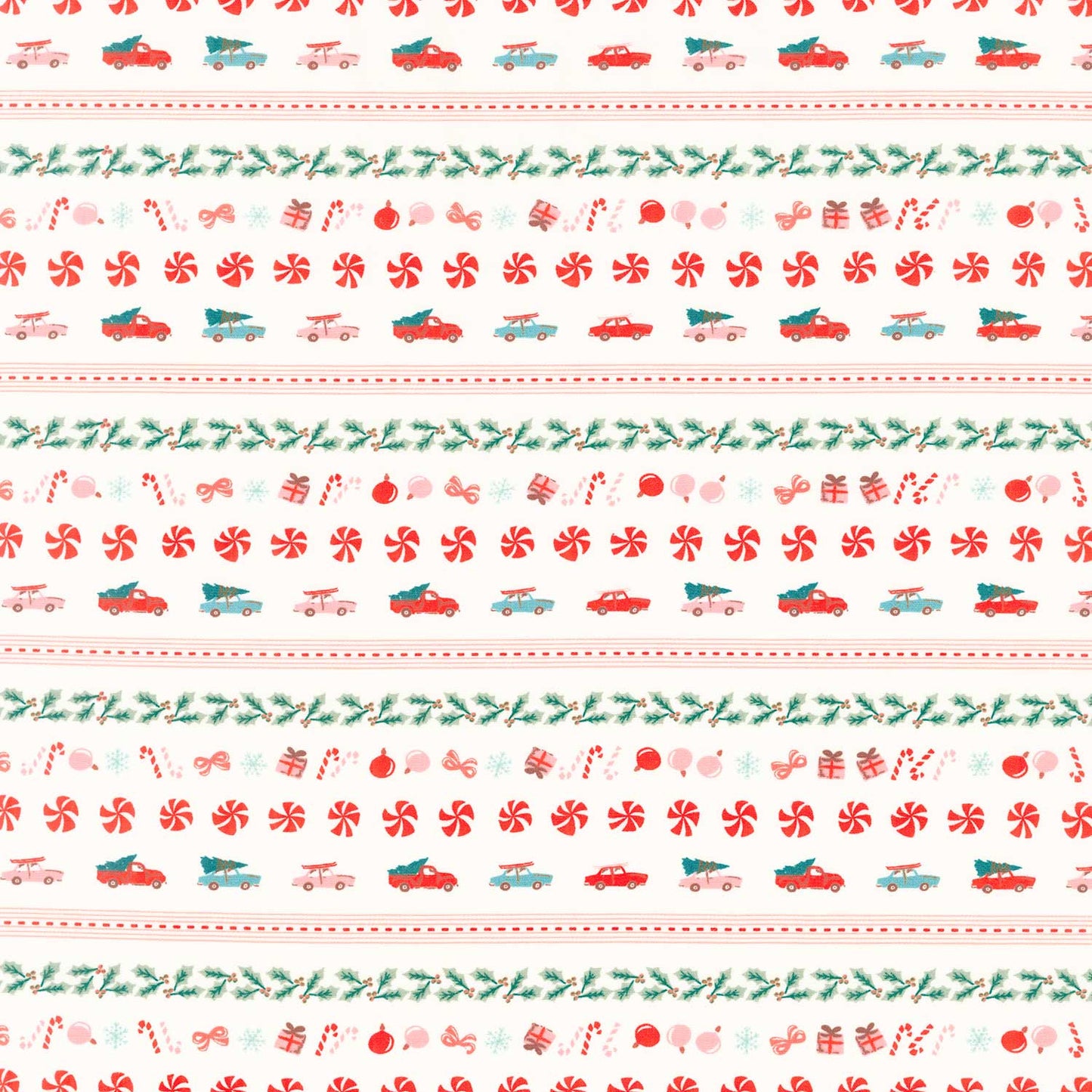 Christmas In The Cabin - Holiday Bound Binding Stripes White Yardage Primary Image