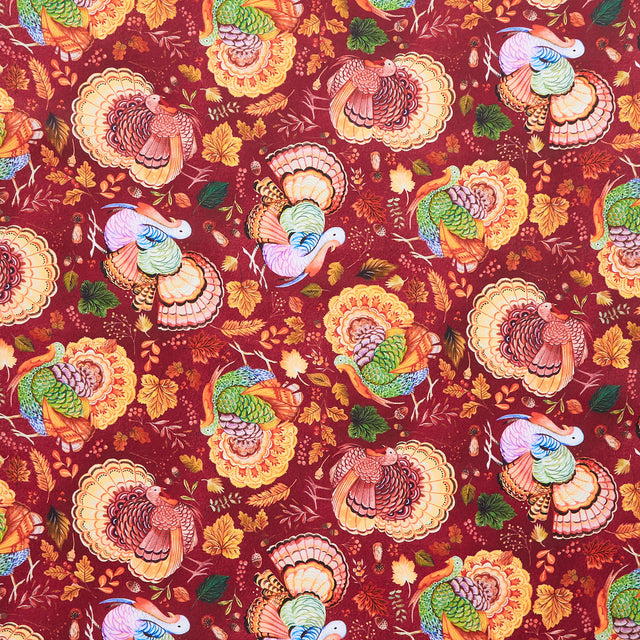 Thankful (Robert Kaufman) - Turkeys Cranberry Yardage Primary Image