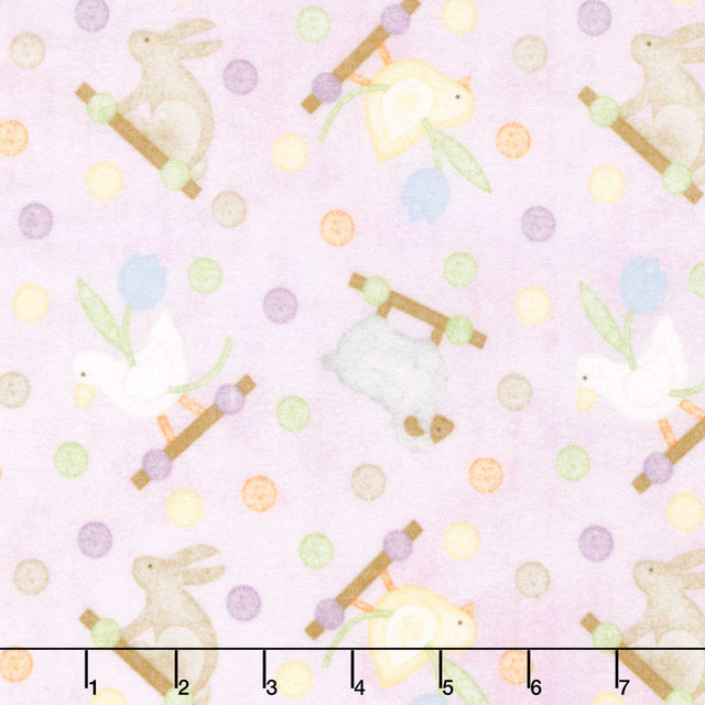 Little Chicks - Pull Toys Purple Flannel Yardage