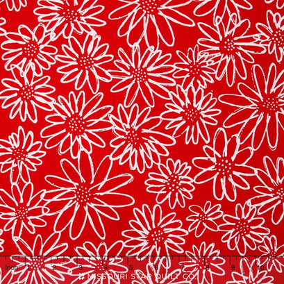 Blueberry Park - Bright Lipstick Daisy Sketch Yardage