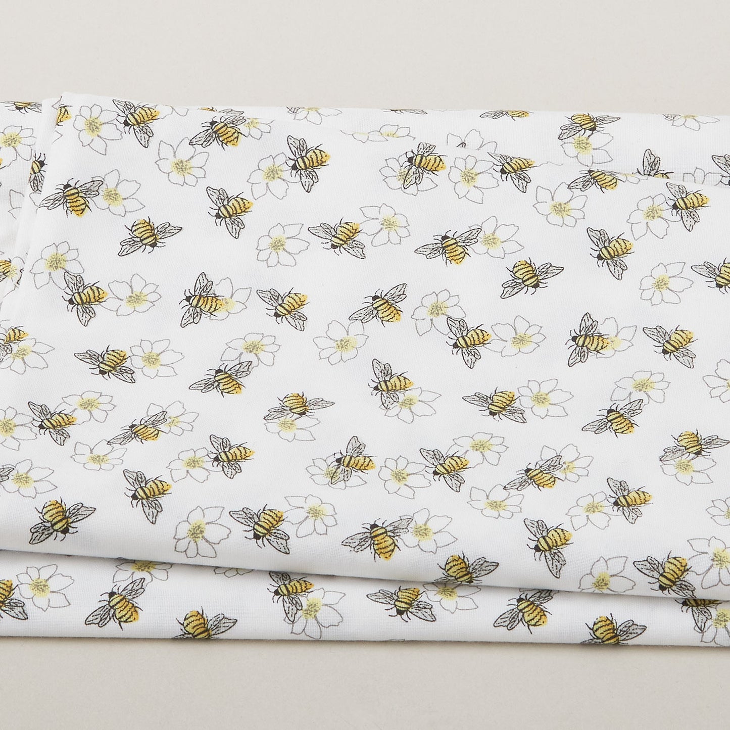 Mellow Yellow - Bees & Flowers White 2 Yard Cut Primary Image