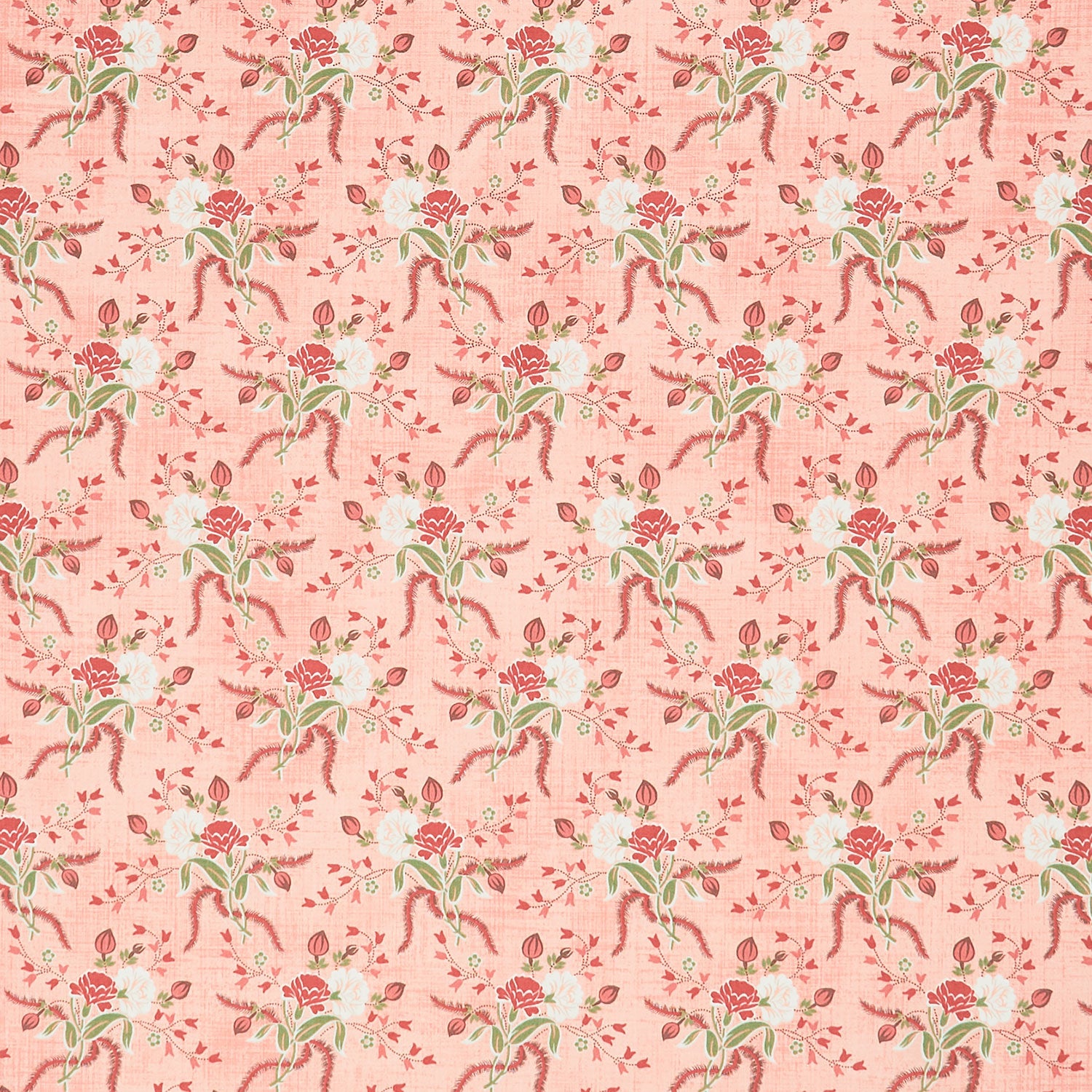 1830s Grande Peach Sprigs Dots Wallpaper | Spoonflower