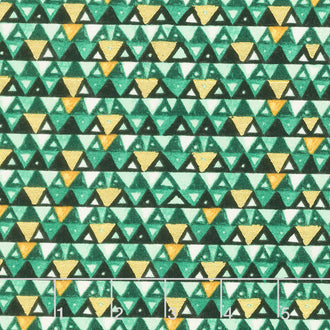 Gustav Klimt - Triangles Green Metallic Yardage