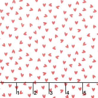 My Valentine - Heart Toss White Yardage