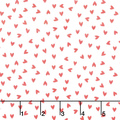 My Valentine - Heart Toss White Yardage