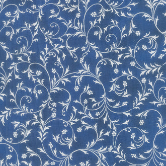 Holiday Flourish - Snow Flower Blue Colorstory Swirls Navy Metallic Yardage