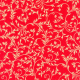 Holiday Flourish - Snow Flower - Gold ColorstorySwirls Crimson Yardage Primary Image