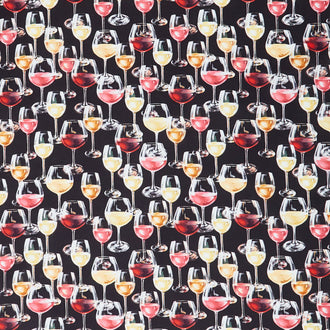 Novelty - Wine Glasses Black Yardage