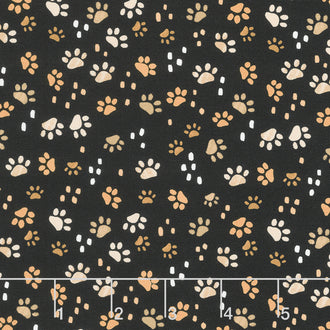 Cats - Cat Paw Prints Brown Yardage