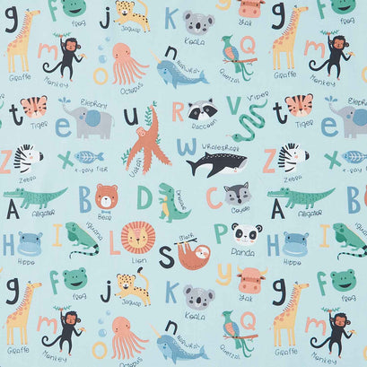 Alphabet Zoo - Animals Main Aqua Yardage