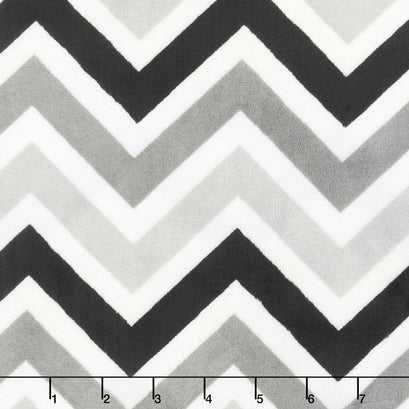 Cuddle® Classic Zig Zag - Black/Silver/Snow 60" Minky Yardage