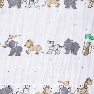 Embrace - Double Gauze Animal Parade Opal Yardage