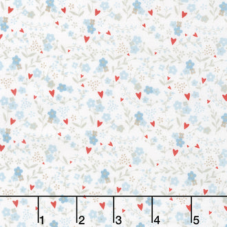 Guess How Much I Love You - Blue Heart Floral Denim Yardage