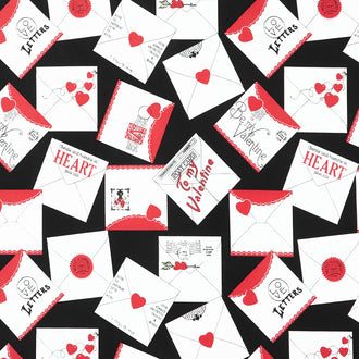 All My Heart - Valentine Greeting Black Yardage