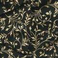 Holiday Flourish - Snow Flower - Gold ColorstorySwirls Black Yardage Alternative View #1