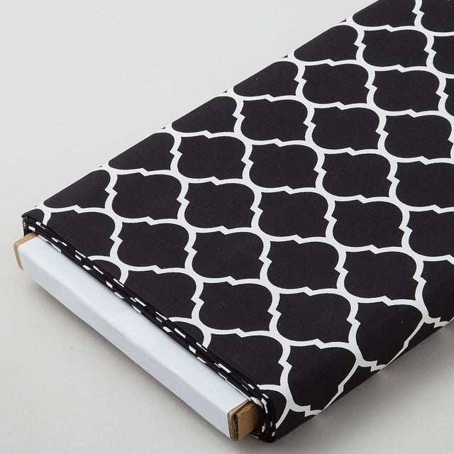 Black and White Lattice Geometric | Outdoor Fabric | 54” Wide | By the Yard