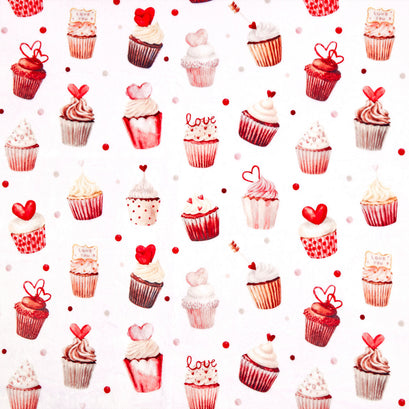 Cuddle® Prints - Valentine Cupcakes Snow Yardage