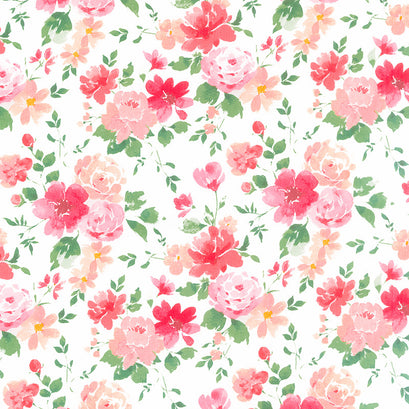 XOXO - Floral White Yardage