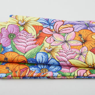 Tropical Jungle - Tropical Flower Fiesta Multi 2 Yard Cut