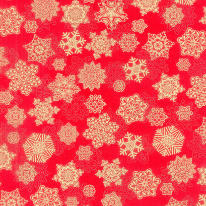 Holiday Flourish - Snow Flower Gold Colorstory Snowflakes Crimson Metallic Yardage