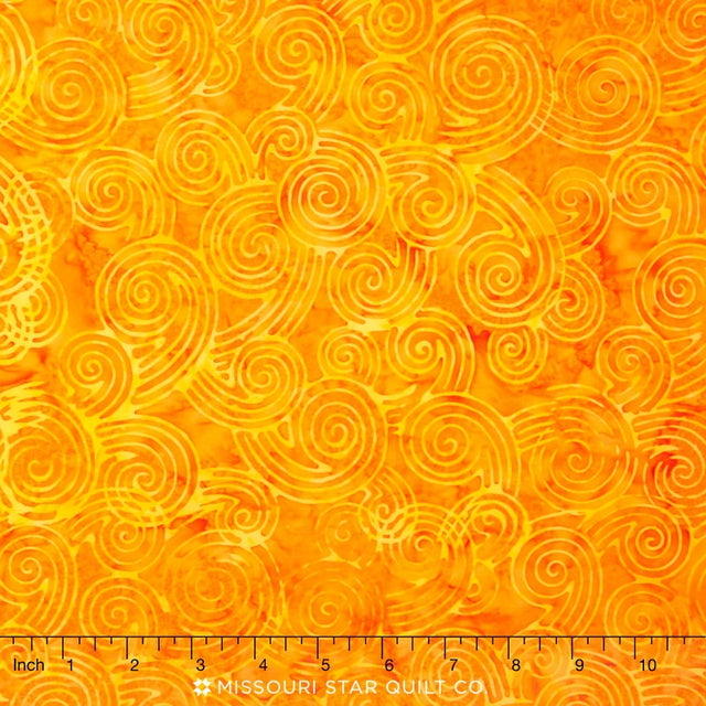 Primo Batiks - Bright Lights Swirls & Curls Yellow Tonal Yardage Primary Image