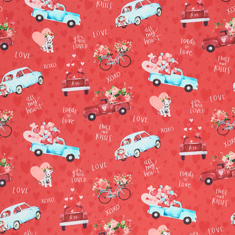 XOXO - Loads of Love Light Red Yardage