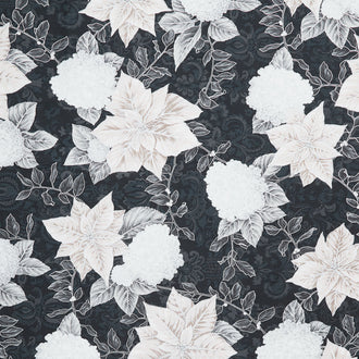 Holiday Flourish - Snow Flower Taupe Colorstory Poinsettia Shadow Metallic Yardage