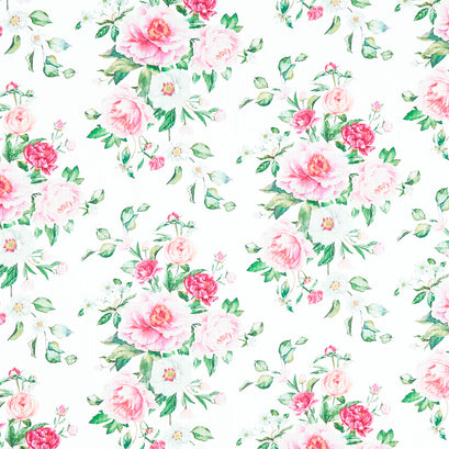 Blush - Floral Bouquet White Multi Yardage