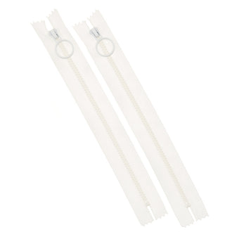 8" Hoop Pull Zippers - White