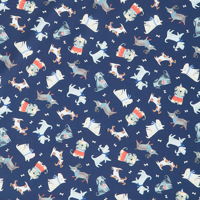 Dogs - Tossed Dogs Navy Yardage