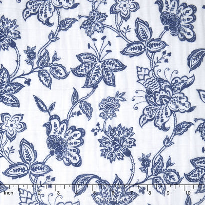 Embrace - Double Gauze Premier Garden Toile Cobalt Yardage