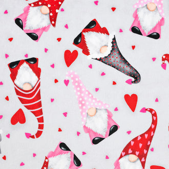 Cuddle® Prints - Valentine Gnomes Scarlet Digitally Printed Minky Yardage