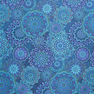 Stonehenge - Marrakech Mediterranean Colorway Mandala Toss Navy Multi Yardage