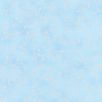 Holiday Flourish - Snow Flower Blue Colorstory Swirls Sky Metallic Yardage