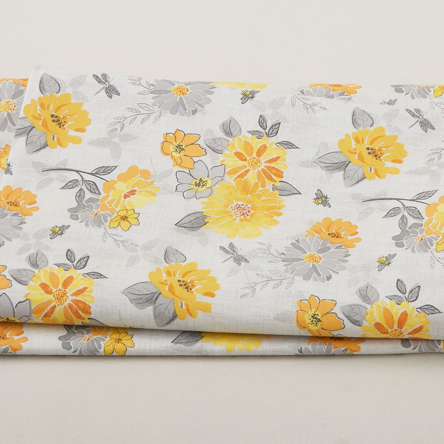 Mellow Yellow - Large Yellow Flowers Grey 2 Yard Cut Primary Image